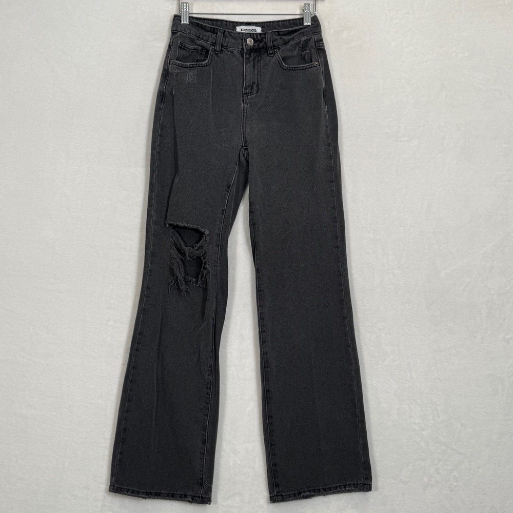 RSQ Black High Rise Baggy Distressed Jeans 24x32